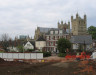 Exeter Cathedral from Bedford Street during demolition of Princesshay, 29 April 2005